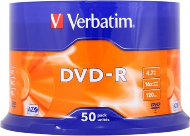 Cutie 50 blankuri Verbatim DVD-R 16X 4.70GB SP 50PK 1 Cutie 50 blankuri Verbatim DVD-R 16X 4.70GB SP 50PK