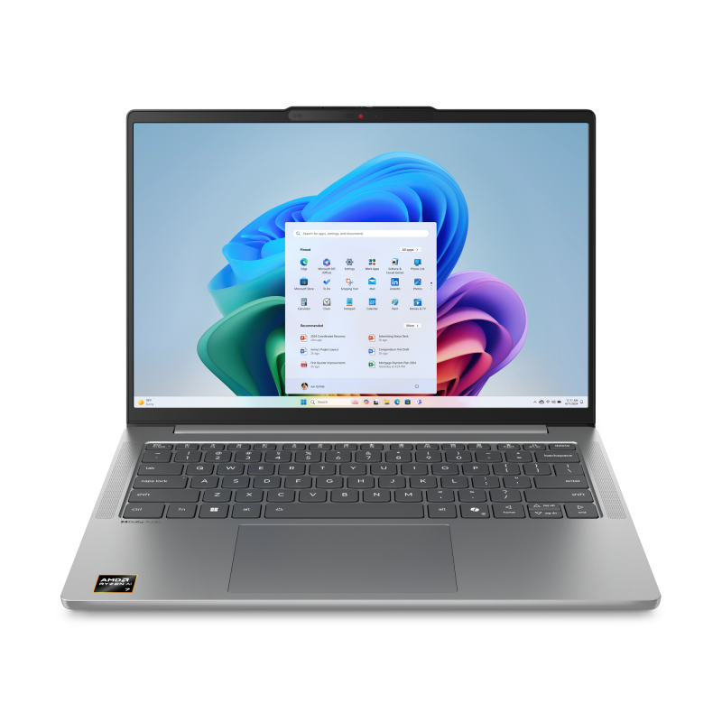 Laptop Lenovo IdeaPad Slim 5 14AHP10 cu procesor AMD Ryzen™ 7 8845HS pana la 5.1GHz, 14″ WUXGA, IPS, 32GB DDR5 RAM, 1TB SSD, AMD Radeon™ 780M Graphics, No OS, Luna Grey