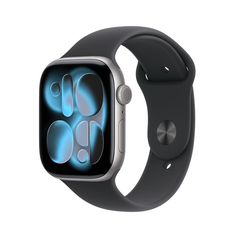 Apple Watch 11 GPS, Carcasa Space Grey Aluminium 46mm, Black Sport Band – M/L