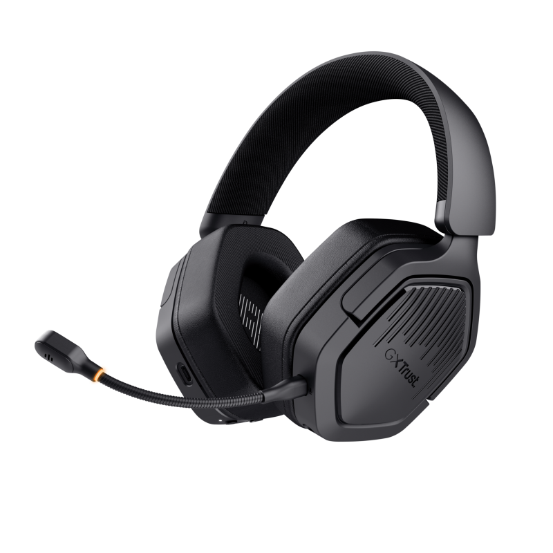 Casti Wireless Trust GXT493 CARUS, receiver 2,4Ghz, multiplatform, redare pana la 20 de ore,drivere 50mm, microfon, compatibil PC, PS4/PS5/Nintendo, cablu incarcare USB-A-C, 3,5mm, Negru