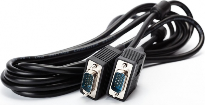 Cablu video Spacer VGA la VGA, 3m, cupru, ecranat, negru