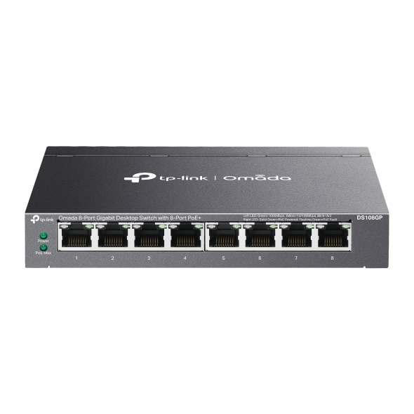 Switch TP-Link Omada DS108GP, 8 porturi, Gigabit, PoE+