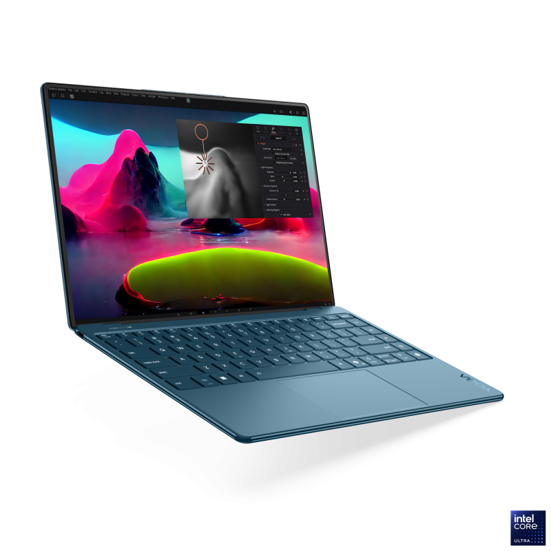 Laptop Lenovo Yoga Slim 9 14ILL10 cu procesor Intel® Core™ Ultra 7 258V pana la 4.8GHz, 14″ 4K WQUXGA, OLED, 120Hz, Touch, 32GB LPDDR5x, 1TB SSD, Intel® Arc™ Graphics, Windows® 11 Home, Tidal Teal, 3y on-site Premium Care