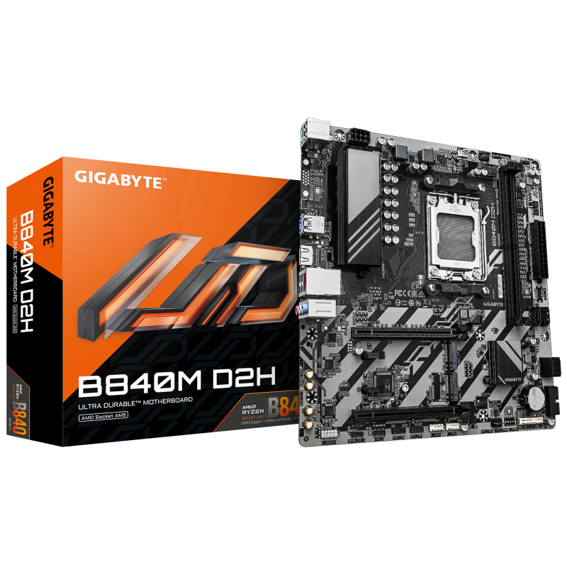 Placa de baza Gigabyte B840M D2H, AMD Socket AM5, DDR5, mATX, Negru