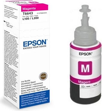 Flacon cerneala Epson T6643 Magenta (70ml), Original, pt Epson L120, L110, L130, L220. L210, L310, L300, L365, L355, L455, L565, L550, L1300, L655