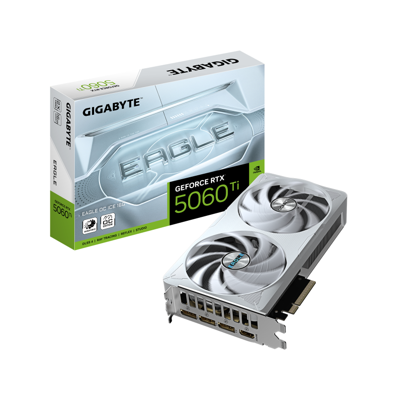 Placa video Gigabyte GeForce RTX 5060 Ti EAGLE OC ICE 16G, 128 bit, GDDR7, Alb