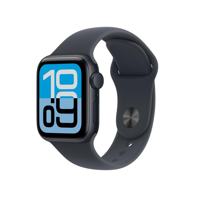 Apple Watch SE (2025), GPS, Carcasa Midnight Aluminium 40mm, Midnight Sport Band – S/M