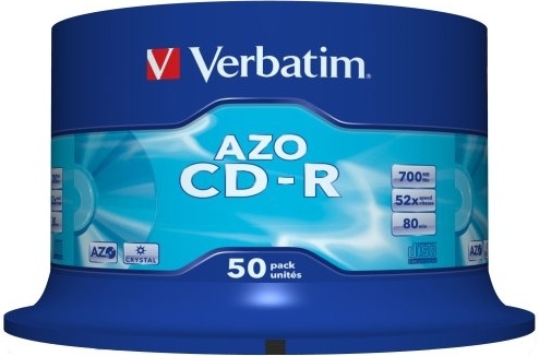 CD-R VERBATIM  700MB, 80min, viteza 52x,  50 buc, spindle, „AZO Crystal ” „43343”