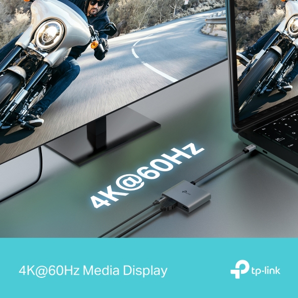 Hub USB Type-C TP-Link UH3020C, 3-in-1 , 1 x HDMI, 1 x PD USB-C 100W, 1 x USB 3.0, carcasa aluminiu 4 Hub USB Type-C TP-Link UH3020C, 3-in-1 , 1 x HDMI, 1 x PD USB-C 100W, 1 x USB 3.0, carcasa aluminiu - imagine 4