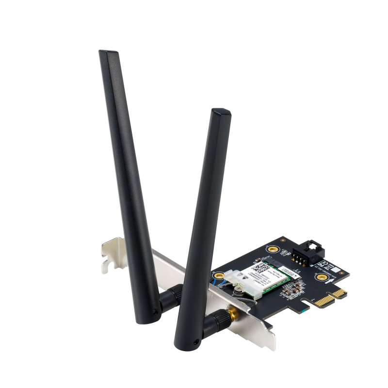 Placa de retea ASUS PCE-BE6500, BE6500, Tri-Band, 2 antene externe, 4K-QAM, Bluetooth 5.4, WPA3, OFDMA, MU-MIMO, MLO