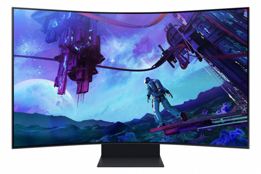 Monitor Gaming Curbat LED VA Samsung Odyssey Ark 2nd Gen S55CG970NU, 55″, 4k UHD (3840×2160), 165Hz, 1ms, AMD FreeSync™ Premium Pro, 1000R, HDR10+, Boxe 2.2.2 60W, KVM Switch, Hub USB, 3x HDMI, Display Port, Ethernet, WiFI, BT, Pivot, negru