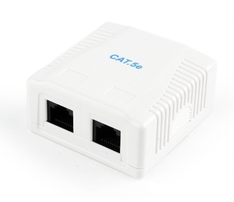 PRIZA RJ-45 aplicabila cu 2 iesiri GEMBIRD pt. cablu UTP, Cat5e, Krone (LSA) x 2 | RJ-45 (M) x 2, plastic, 1 buc, „NCAC-2U5E-01”