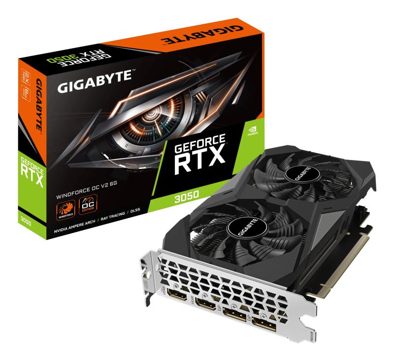 Placa video Gigabyte GeForce RTX 3050 WINDFORCE OC V2 6G, GDDR6, 96 bit, Negru