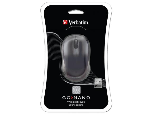 Mouse wireless Verbatim Go Nano,1600 dpi, USB, Negru