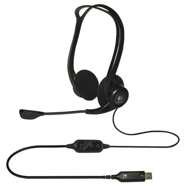 Casti Logitech PC 960 USB cu microfon negru