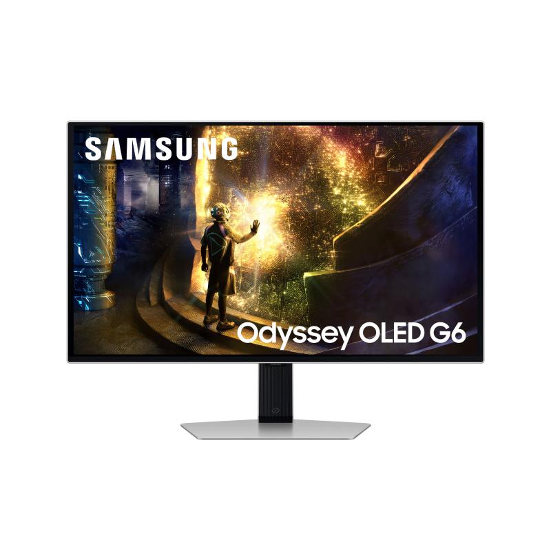 Monitor Gaming OLED Samsung Odyssey G6 27″, QHD (2560×1440), 240Hz, 0.03ms, AMD FreeSync™ Premium Pro, HDR10+, Glare Free, 2x HDMI, Display Port, Jack, USB, Pivot, Argintiu
