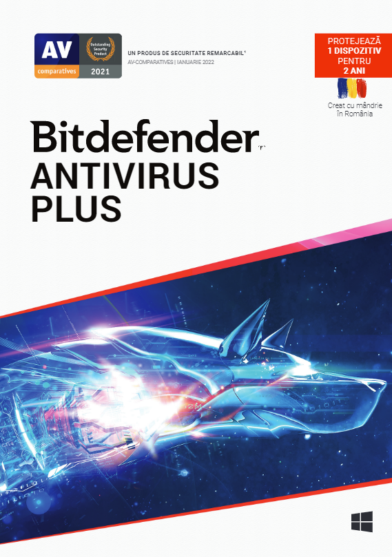 Bitdefender Antivirus Plus, 2 ani, 1 dispozitiv, licenta retail