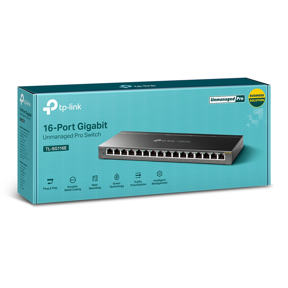 Switch, TP-LINK TL-SG116E, 16 porturi 10/100/1000MBPS, negru 3 Switch, TP-LINK TL-SG116E, 16 porturi 10/100/1000MBPS, negru - imagine 3