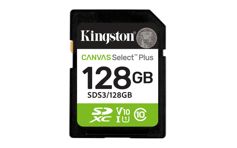 Card de Memorie SDXC Kingston, 128GB, Canvas Select Plus, Clasa 10 UHS-I, R/W100/85 MB/s, Format: exFAT