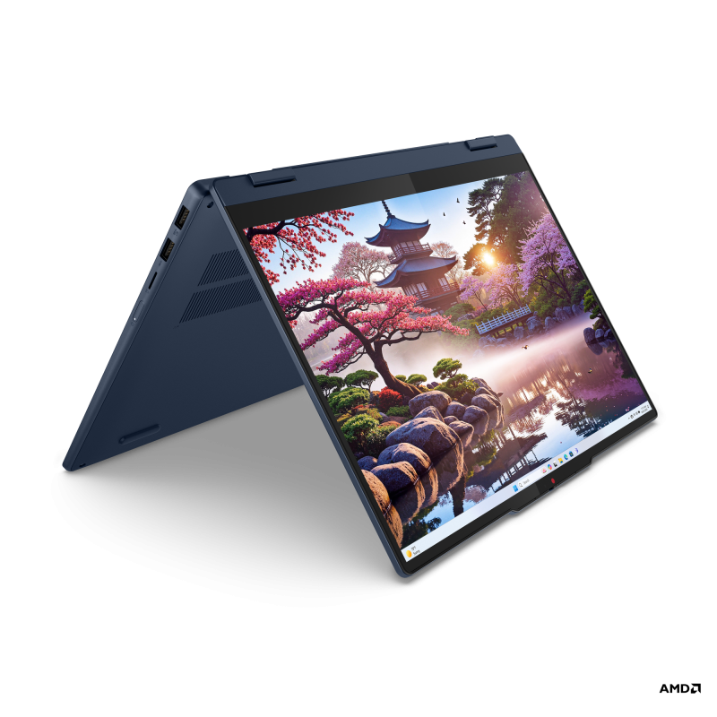 Laptop Lenovo IdeaPad 5 2-in-1 14AKP10 cu procesor AMD Ryzen™ AI 7 350 pana la 5.0GHz, 14″ WUXGA, OLED, Touch, 24GB LPDDR5x RAM, 1TB SSD, AMD Radeon™ 860M Graphics, No OS, Cosmic Blue