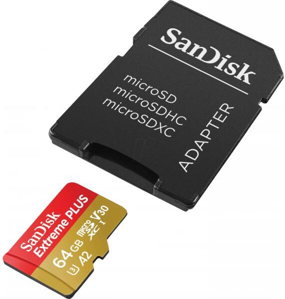 Card de memorie SanDisk Extreme PLUS microSDXC 64GB, pana la 200MB/s & 90MB/s Read/Write speeds A2 C10 V30 UHS-I U8 + SD Adapter 2 Card de memorie SanDisk Extreme PLUS microSDXC 64GB, pana la 200MB/s & 90MB/s Read/Write speeds A2 C10 V30 UHS-I U8 + SD Adapter - imagine 2