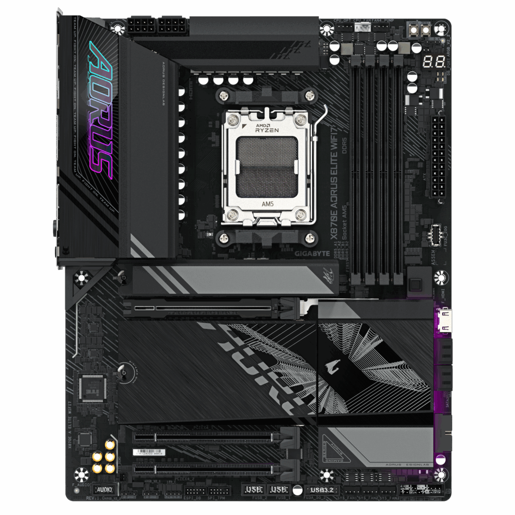 Placa de baza GIGABYTE X870E AORUS ELITE WIFI7, AM5, DDR5, Wi-Fi, BT, ATX, Negru