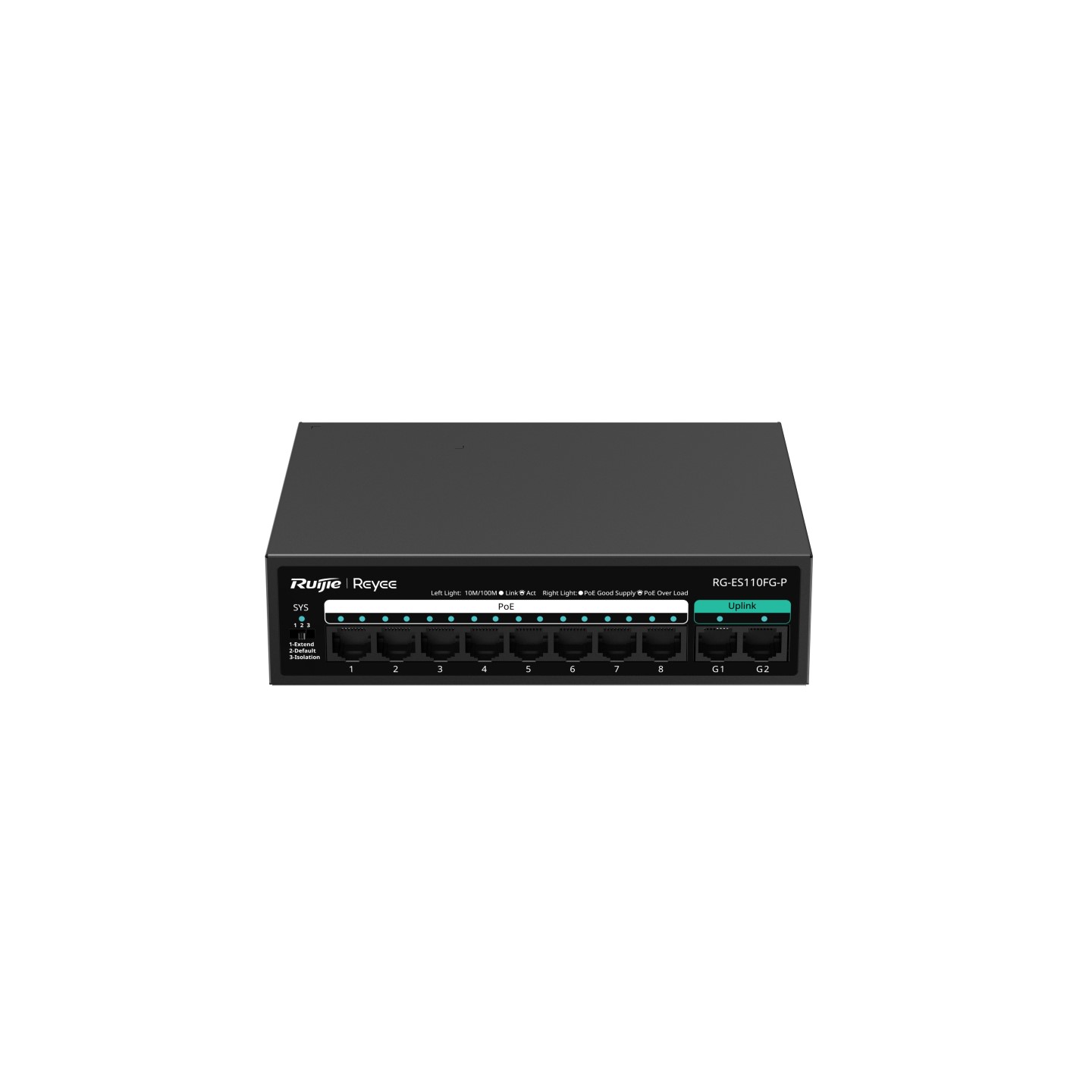 Reyee RG-ES110FG-P, 8-Port 10/100 Mbps with 2-Port Gigabit Unmanaged PoE Switch 6 Reyee RG-ES110FG-P, 8-Port 10/100 Mbps with 2-Port Gigabit Unmanaged PoE Switch - imagine 6