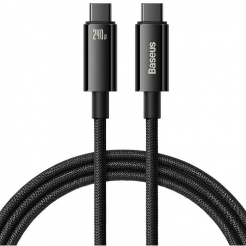 Cablu Baseus Tungsten Gold, USB-C la USB-C, 240W, Fast Charging, 1m, Negru