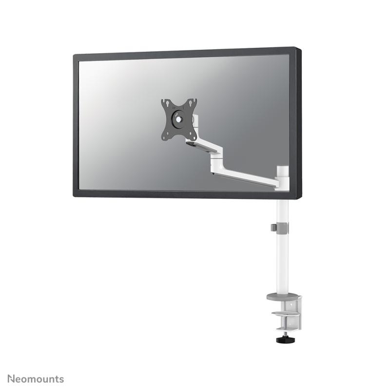 Suport de birou pentru monitor, Neomounts, Clema/Surub, 8 kg – 43,2 cm (17″) – 68,6 cm (27″), 100 x 100 mm, Alb