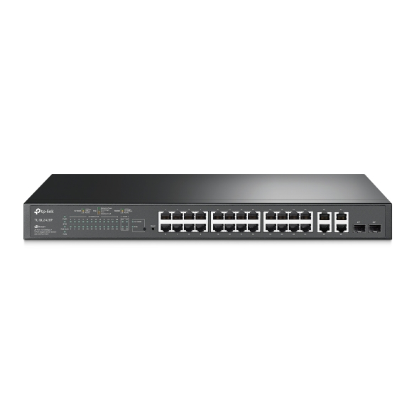 Switch TP-Link T1500-28PCT, 24 x Ports 10/100Mbps, 4 x Ports Gigabit, 2 x Ports SFP, Rackmount, Layer 2 Management