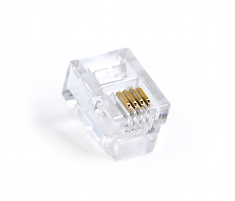 MUFA RJ-11 GEMBIRD pt. cablu telefon, telefon, conector RJ-11 (T), plastic, 100 buc., „MP-6P4C/100”