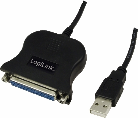 Cablu, LogiLink, USB, D-SUB, 25 pini, Negru