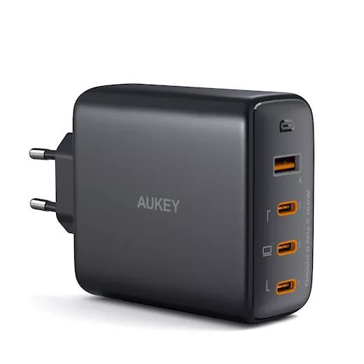 Incarcator, Aukey, 3xUSB-C, USB-A, 100W, Negru