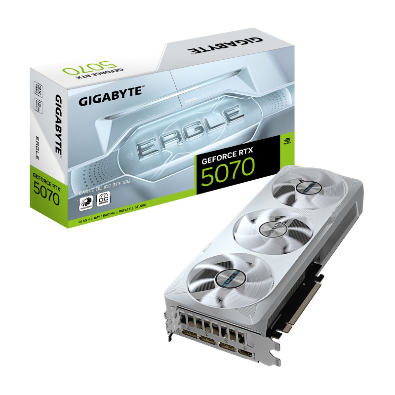 Placa video GIGABYTE GeForce RTX 5070 EAGLE OC ICE SFF 12G, DDR7, 192-bit, Alb