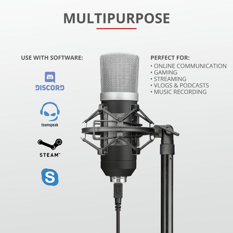Microfon Trust Emita GXT252, pentru Streaming, Podcast, Youtube, cardioid, USB, Cablu 2m, negru 4 Microfon Trust Emita GXT252, pentru Streaming, Podcast, Youtube, cardioid, USB, Cablu 2m, negru - imagine 4