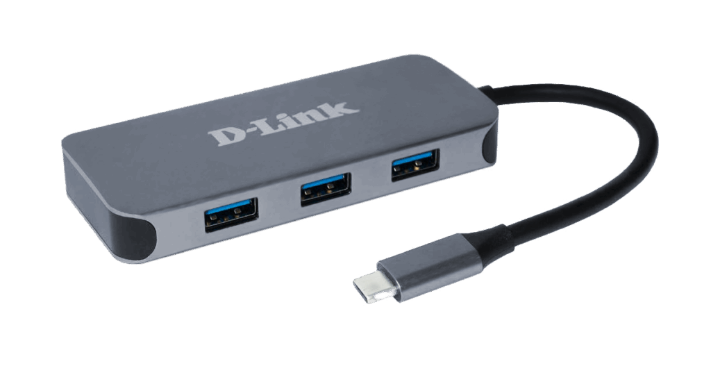 HUB USB D-LINK DUB-2335, USB Type C, cablu 10 cm, metalic, argintiu