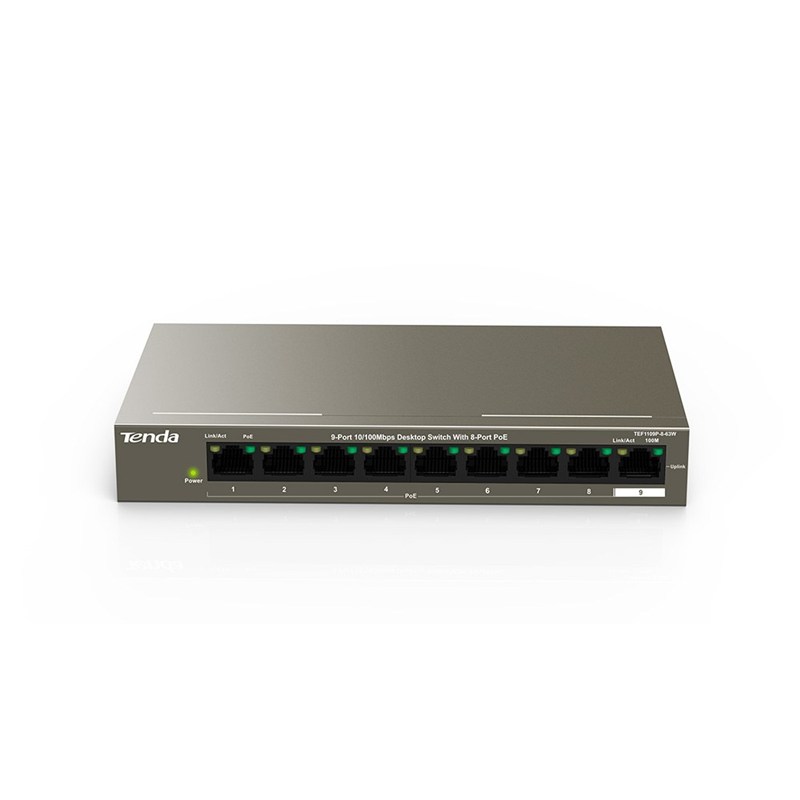 SwitchPoE Tenda TEF1109P-8-63W, 8PorturiPoE 10/100Mbps