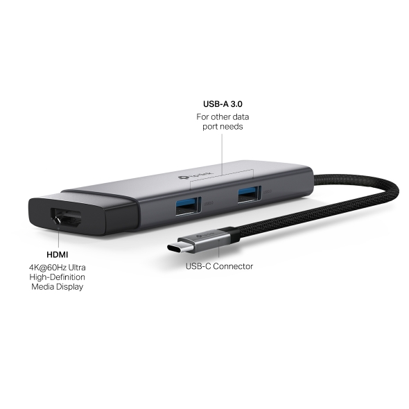 Hub USB Type-C TP-Link UHC, 5-in-1 , 1 x HDMI, 1 x PC USB-C 100W, 2 x USB 3.0, 1 x USB-C, carcasa aluminiu 3 Hub USB Type-C TP-Link UHC, 5-in-1 , 1 x HDMI, 1 x PC USB-C 100W, 2 x USB 3.0, 1 x USB-C, carcasa aluminiu - imagine 3