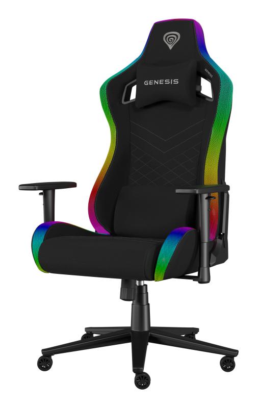 Scaun gaming Genesis TRIT 660, material textil, iluminare RGB, inaltime ajustabila, spatar ajustabil, Negru