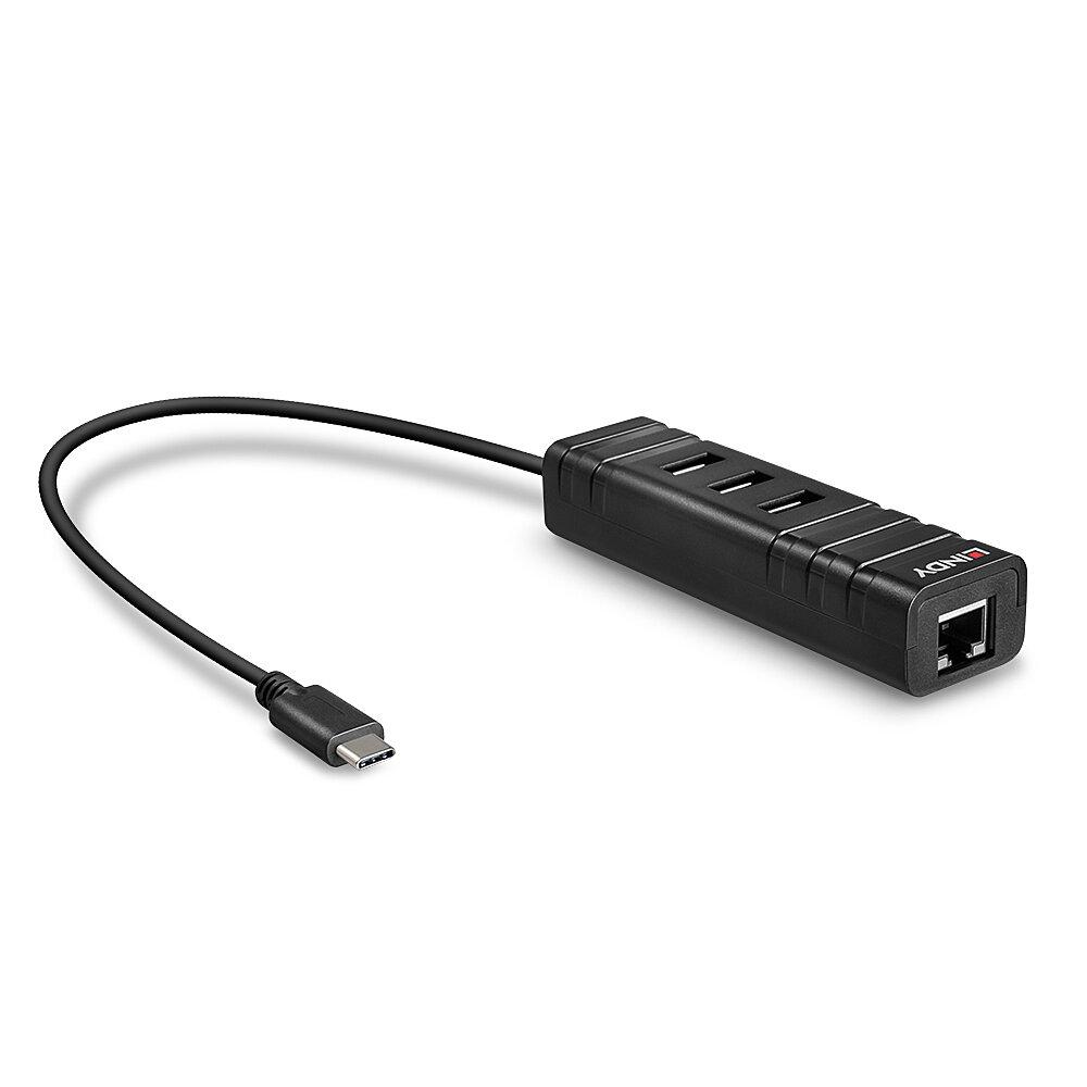 Hub USB Lindy 43249, USB-C, Negru