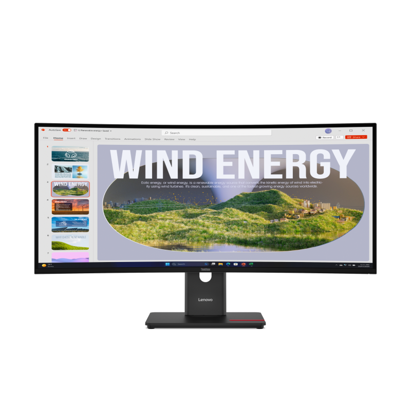 Monitor VA LED Lenovo ThinkVision 34″ T34WD-40, WQHD 3440 x 1440, HDMI, DisplayPort, Ecran curbat, 120 Hz, 4 ms, Negru
