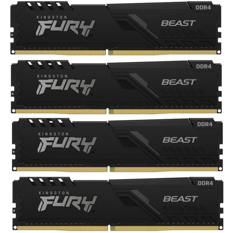 Memorie Kingston FURY Beast, 16GB DDR4, 2666MHz CL16, Quad Channel Kit