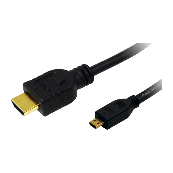 CABLU video LOGILINK, micro(D) HDMI (T) la HDMI (T) 1.4, 2m, conectori auriti, rezolutie maxima 4K (3840 x 2160) la 30 Hz, plastic, dublu ecranaj, negru, „CH0032” (timbru verde 0.18 lei)