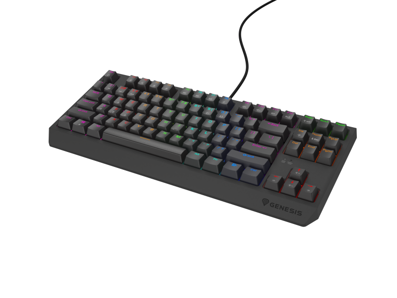 Tastatura Mecanica Gaming cu fir Genesis THOR 230 LITE, Red OUTEMU Switch, Hot Swap, Format TKL Compact Carry-On, FULL Anti-Ghosting, Software, Taste Iluminate, Cablu Braided 1.6m, 2 Contacte Mecanice, Negru
