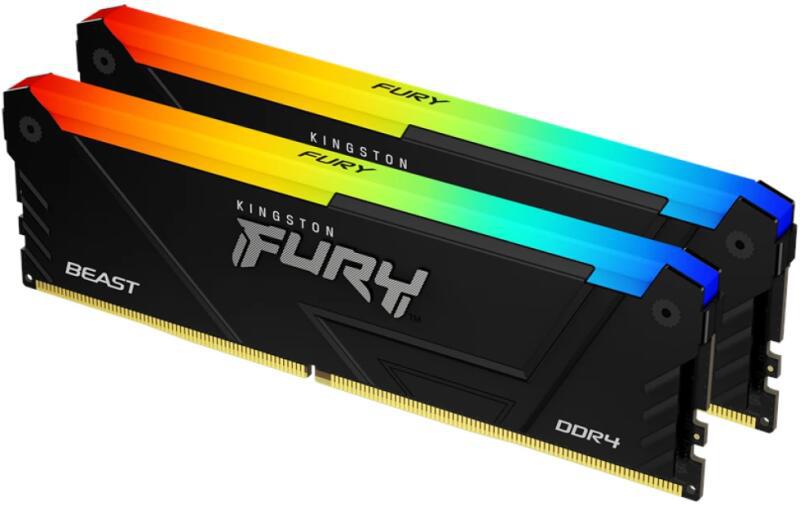 Memorie Kingston FURY Beast RGB Black XMP, 32GB (2x16GB) DDR4, 3600MT/s, CL18