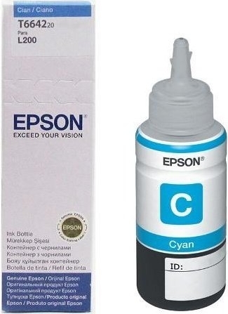 Flacon Epson T6642, original, pentru imprimantele L120, L110, L130, L220. L210, L310, L300, L365, L355, L455, L565, L550, L1300, L655, 70 ml, cyan