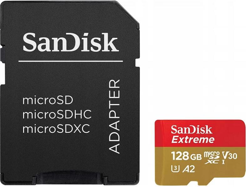 Card de memorie SanDisk Extreme microSDXC 128GB, pentru Action Cams and Drones, pana la 190MB/s & 90MB/s Read/Write speeds A2 C10 V30 UHS-I U3 + SD Adapter 2 Card de memorie SanDisk Extreme microSDXC 128GB, pentru Action Cams and Drones, pana la 190MB/s & 90MB/s Read/Write speeds A2 C10 V30 UHS-I U3 + SD Adapter - imagine 2