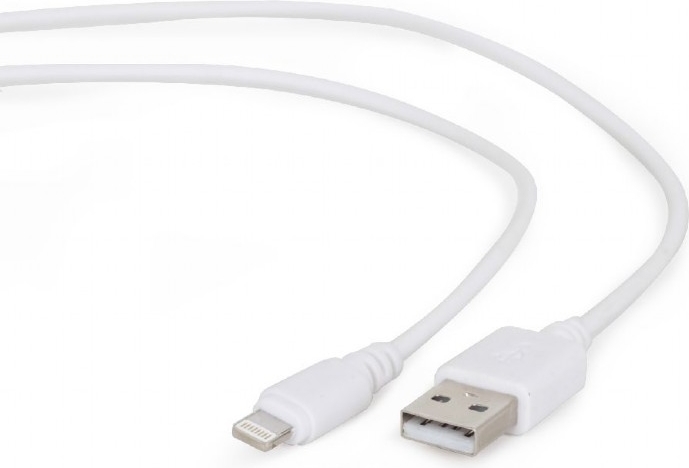 Cablu alimentare si date Gembird, USB 2.0 (T) la tip Lightning (T), 2m, Alb, CC-USB2-AMLM-2M-W