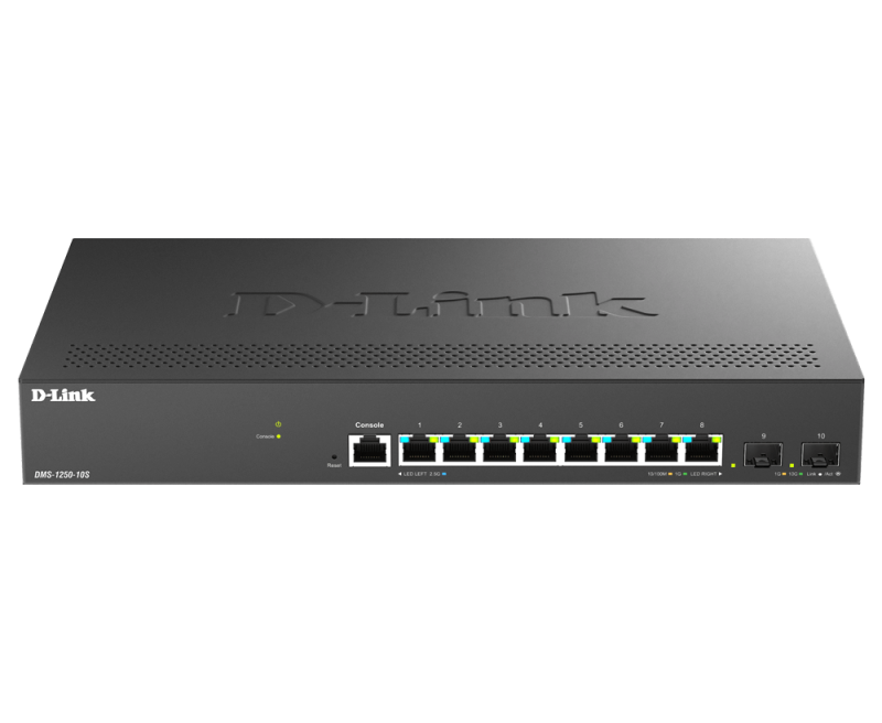 Switch D-Link, DMS-1250-10S, 8 porturi, 100/1000/2500 MBs 1 Switch D-Link, DMS-1250-10S, 8 porturi, 100/1000/2500 MBs