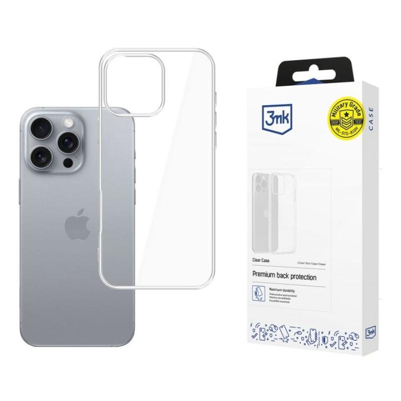 Husa de protectie 3mk Clear Case pentru iPhone 16 Pro Max, Transparent
